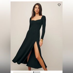 Reformation Black Sweetheart Long Sleeve Gown